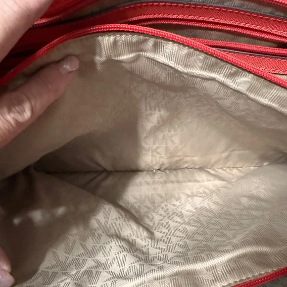 Michael Michael Kors Red Leather Tote with Black Accents - Picture 14 of 14